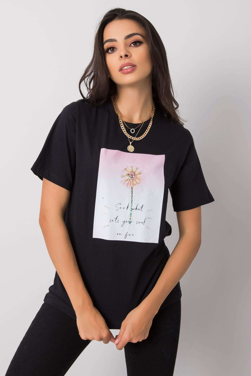 Černé bavlněné tričko Vanessa Černé bavlněné tričko Vanessa