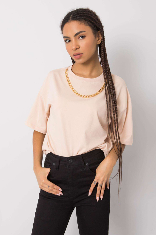 Bavlněné broskvové tričko Donna RUE...