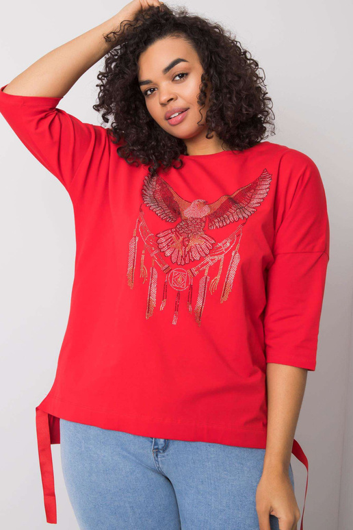 Červená halenka s nášivkami Cassia