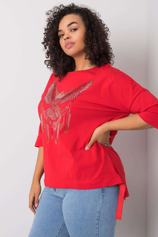 Červená halenka s nášivkami Cassia