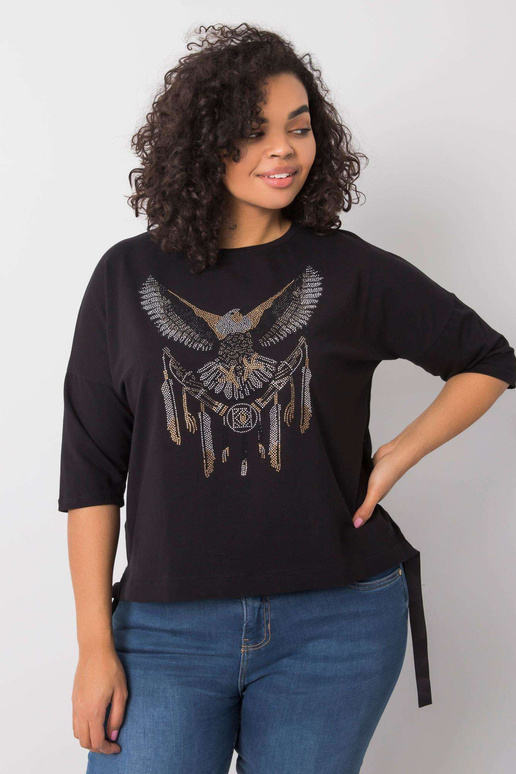 Černá halenka s nášivkami Cassia