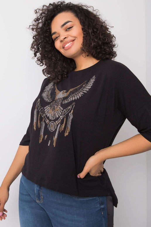 Černá halenka s nášivkami Cassia