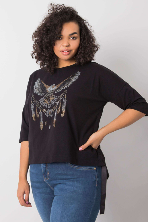 Černá halenka s nášivkami Cassia