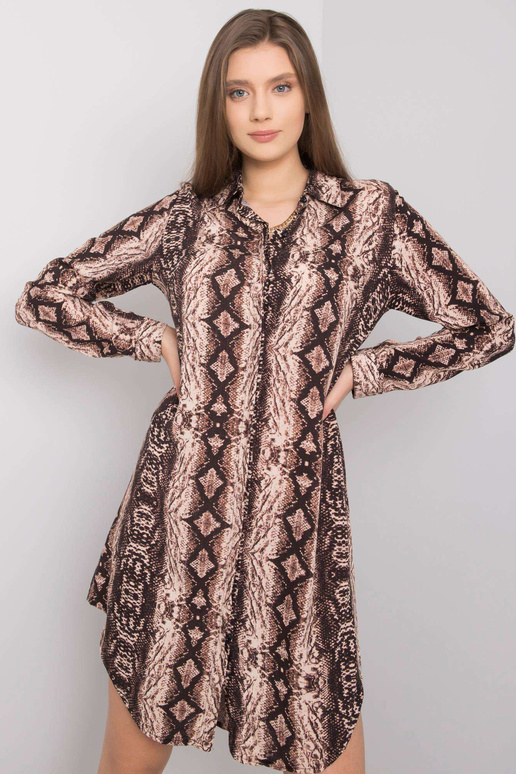 Hnědé šaty se vzory Venice RUE PARIS