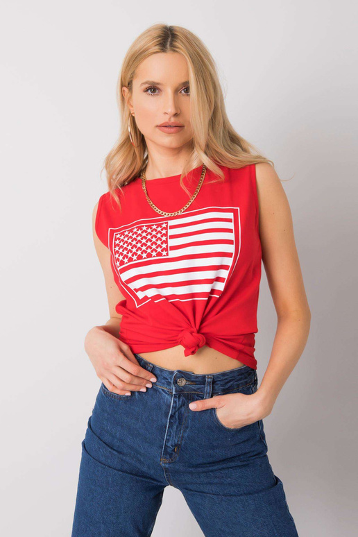 Červený top s potiskem Petra RUE PARIS