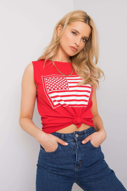 Červený top s potiskem Petra RUE PARIS