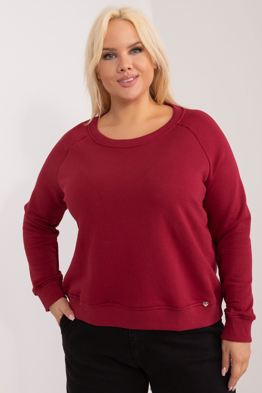 Vínová bavlněná mikina velikosti plus...