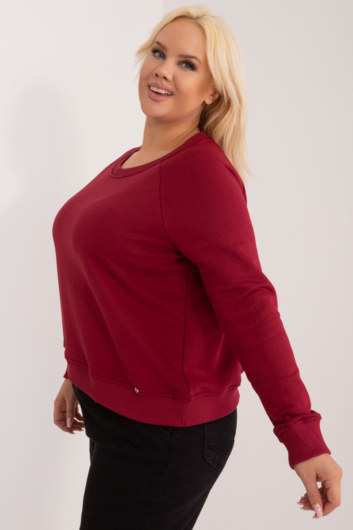 Vínová bavlněná mikina velikosti plus...