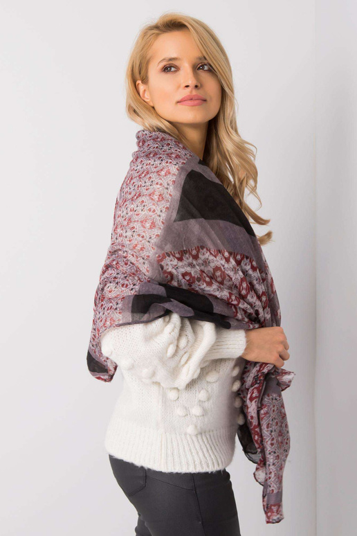 Šedo-vínová šála se vzory