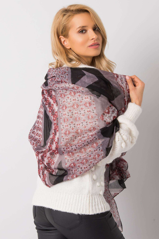 Šedo-vínová šála se vzory