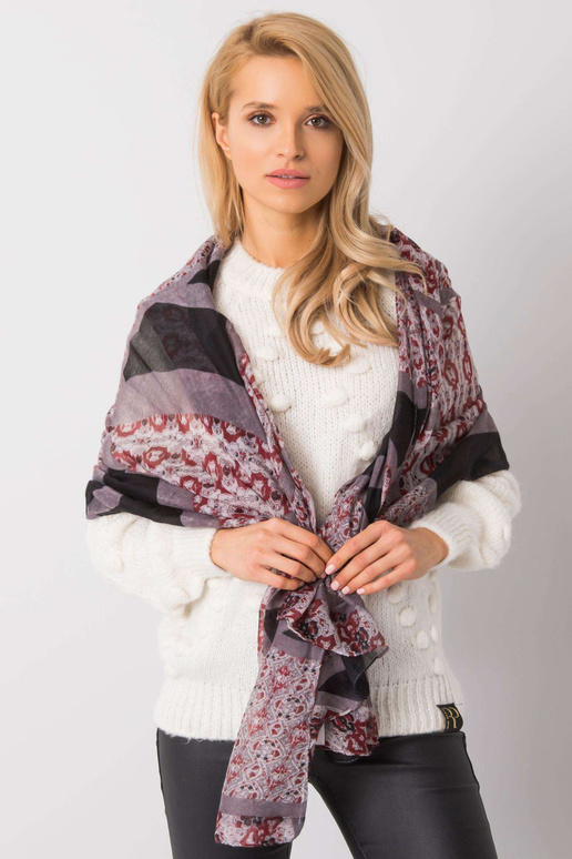 Šedo-vínová šála se vzory