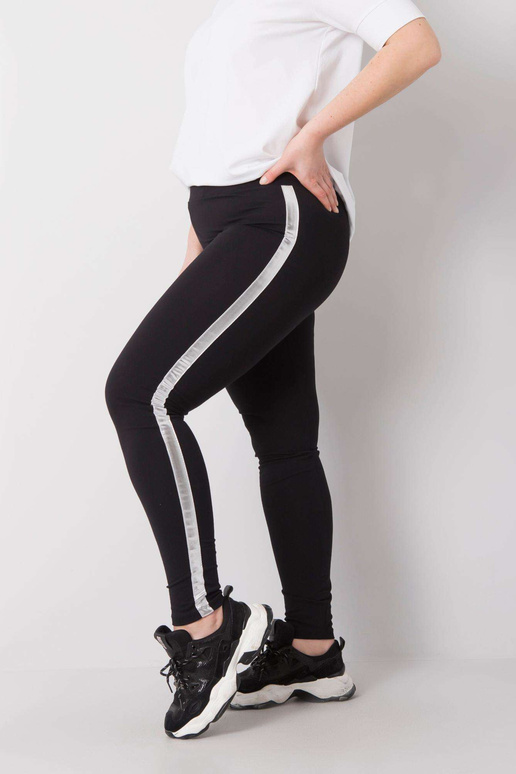 Černostříbrné legíny plus size s...