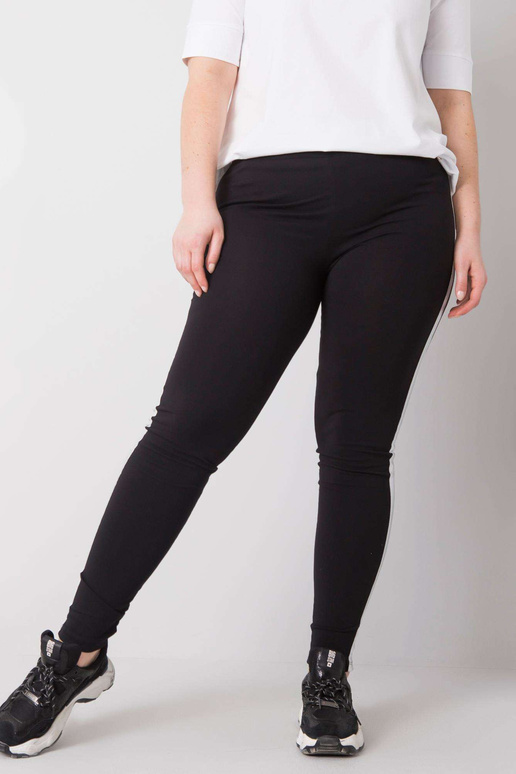 Černostříbrné legíny plus size s...