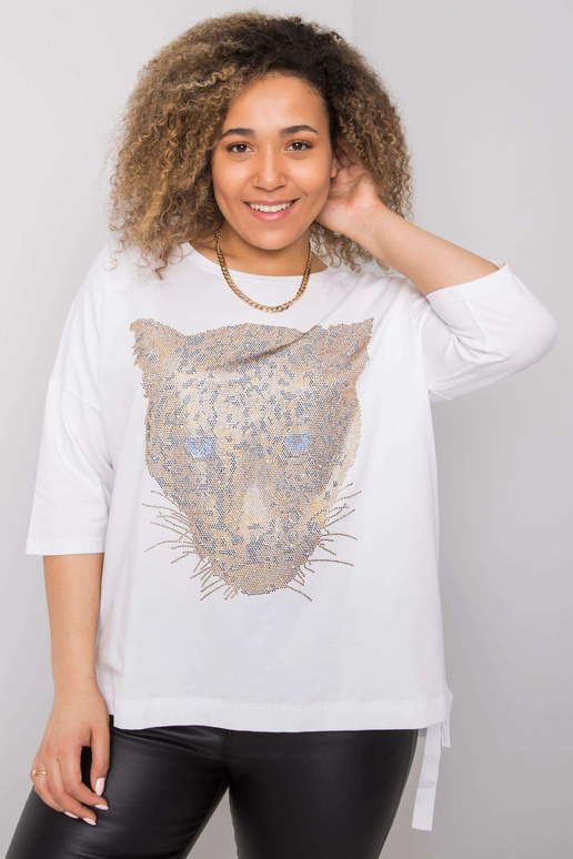 Bílá halenka plus size s aplikací Darren Bílá halenka plus size s aplikací Darren