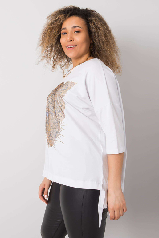 Bílá halenka plus size s aplikací Darren Bílá halenka plus size s aplikací Darren