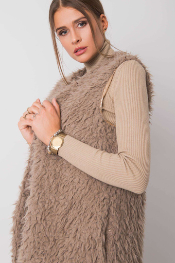 Tmavě béžová kožešinová...