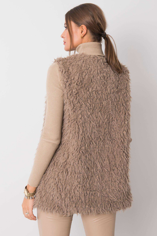 Tmavě béžová kožešinová vesta Sybille