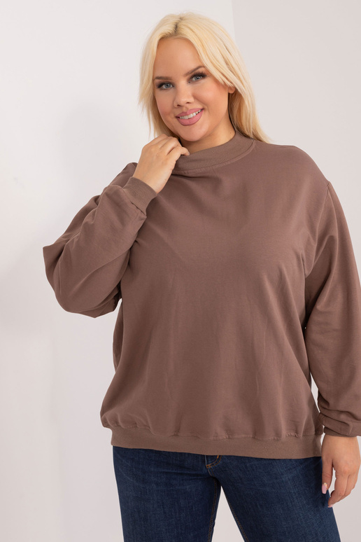 Hnědá mikina plus size bez kapuce...