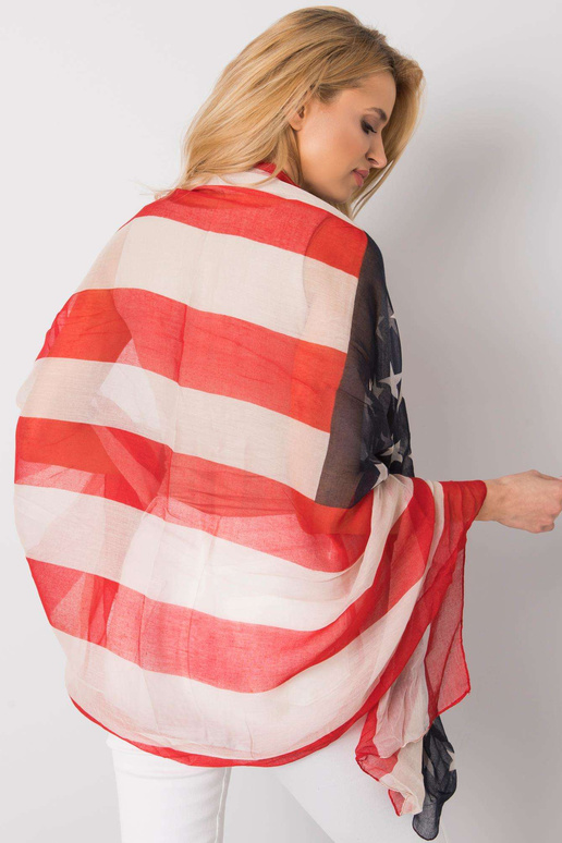 Červená a béžová zavinovačka s potiskem