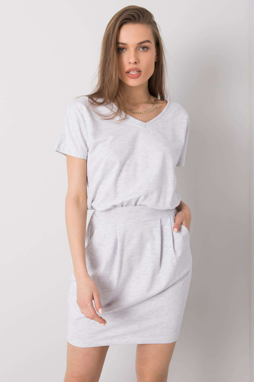 Světle šedé melanžové ležérní šaty...