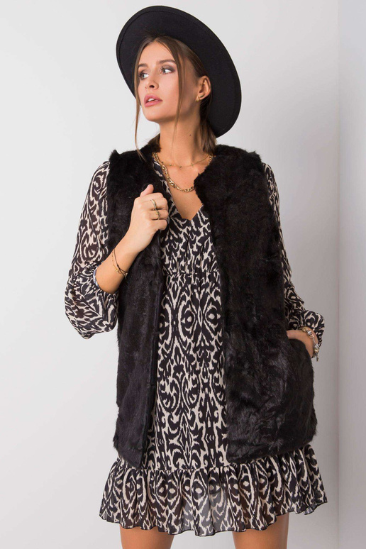 Černá kožešinová vesta Adelle