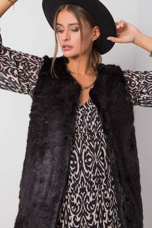 Černá kožešinová vesta Adelle