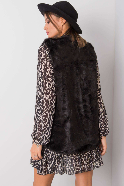 Černá kožešinová vesta Adelle