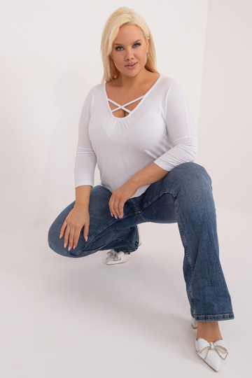 Bílá plus size halenka s...