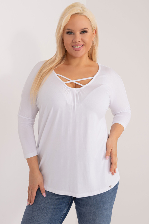 Bílá plus size halenka s viskózou Mariel