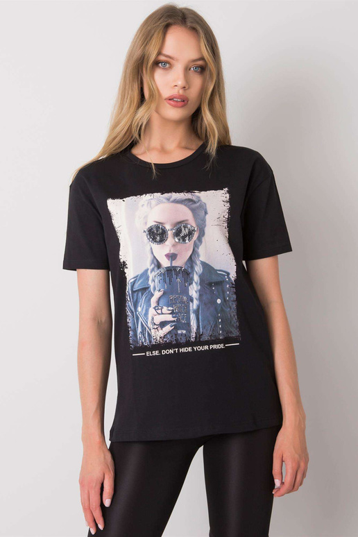 Černé tričko s potiskem Kemmy Černé tričko s potiskem Kemmy