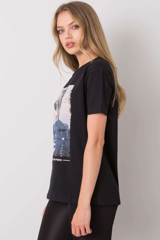 Černé tričko s potiskem Kemmy Černé tričko s potiskem Kemmy