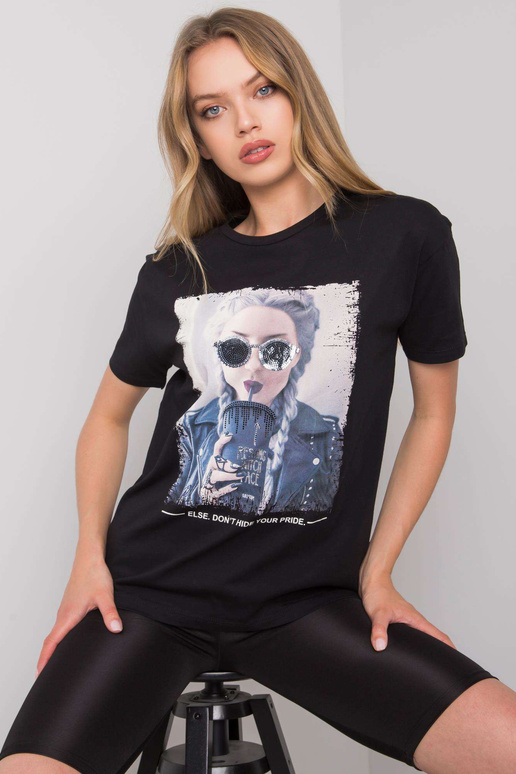 Černé tričko s potiskem Kemmy Černé tričko s potiskem Kemmy