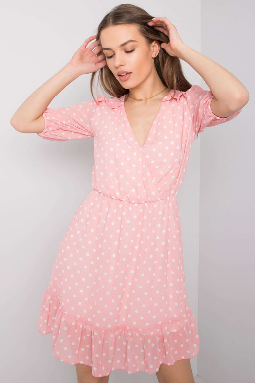 Růžové šaty s volánem Paloma SUBLEVEL