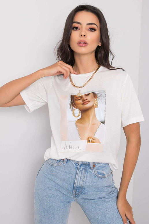 Bílé dámské bavlněné tričko Lynda Bílé dámské bavlněné tričko Lynda