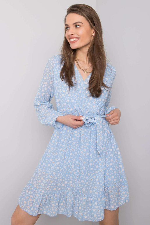 Modré šaty s volánem Eunika OCH BELLA