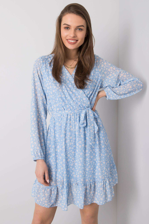 Modré šaty s volánem Eunika OCH BELLA