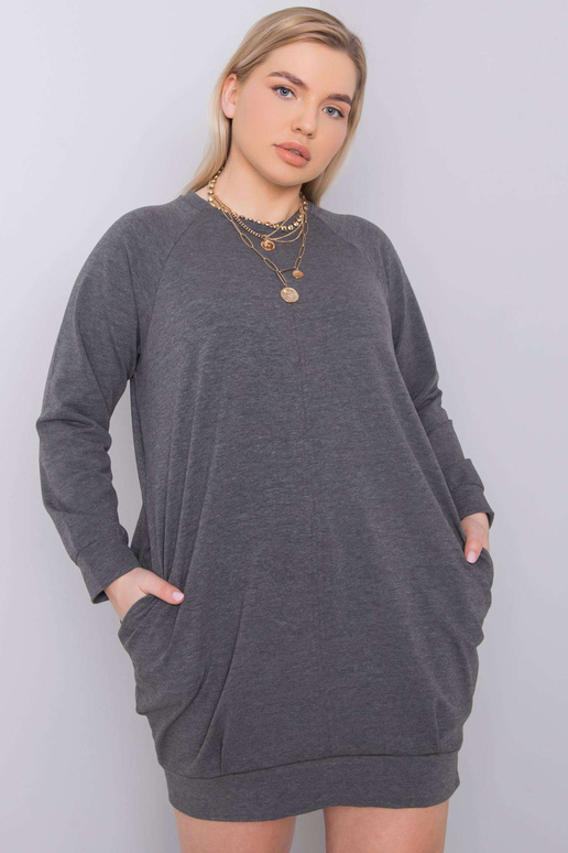 Tmavě šedé šaty Melange Plus Size...