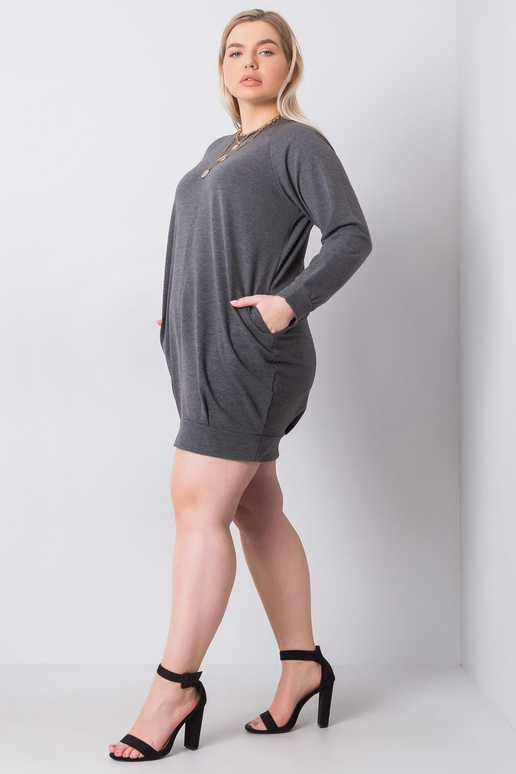 Tmavě šedé šaty Melange Plus Size...