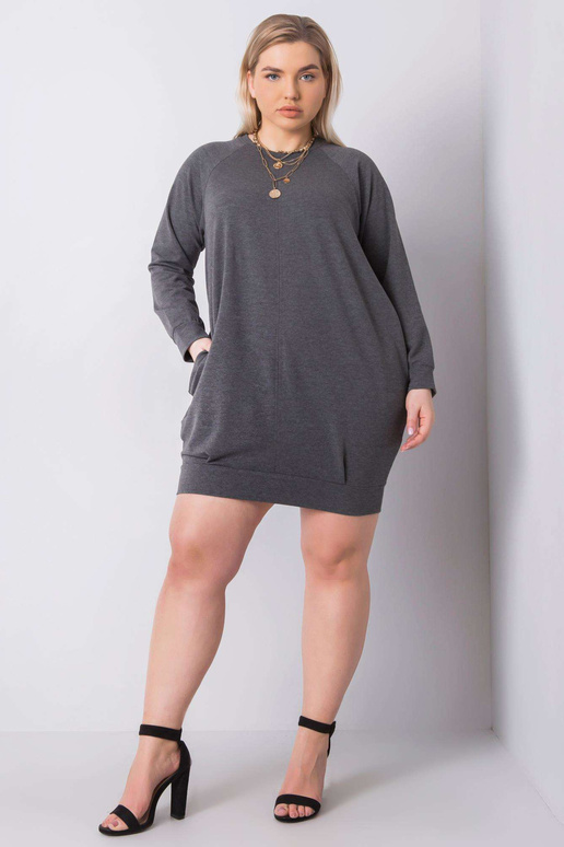 Tmavě šedé šaty Melange Plus Size...