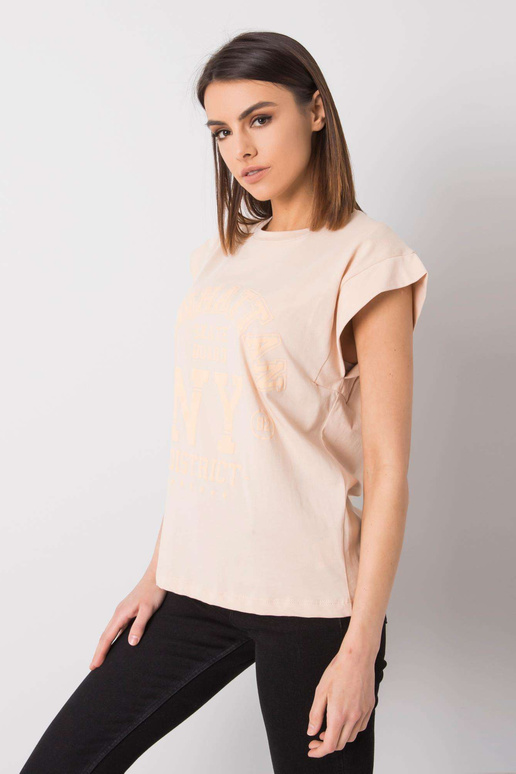 Broskvové tričko s potiskem Ciara RUE...