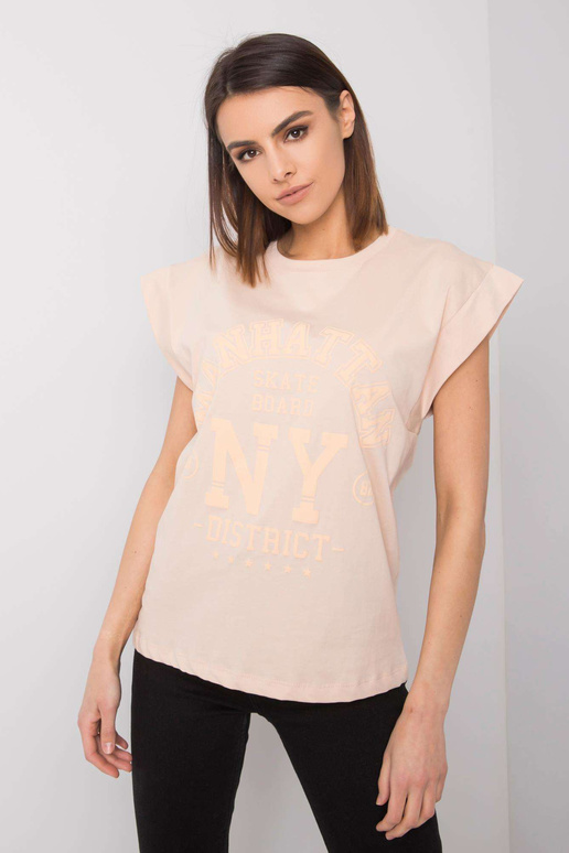 Broskvové tričko s potiskem Ciara RUE...