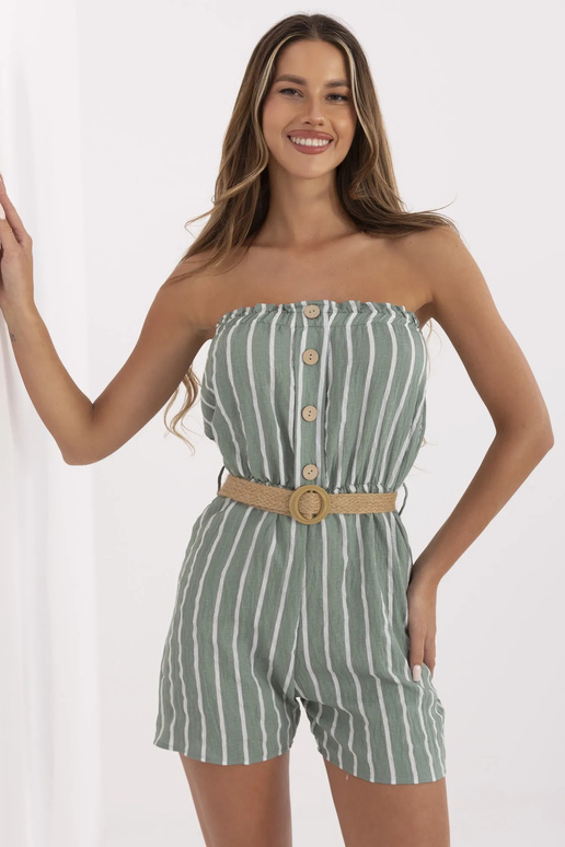Zeleno-bílá pruhovaná kombinéza...