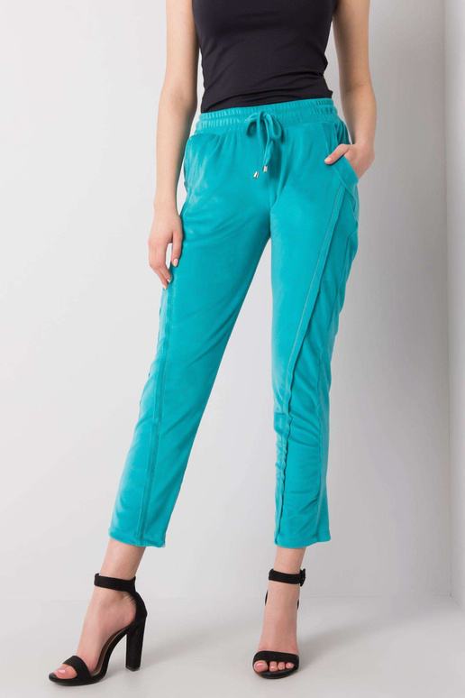 Tyrkysové velurové kalhoty Juanita...