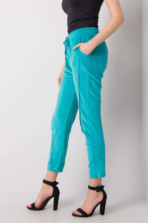 Tyrkysové velurové kalhoty Juanita...