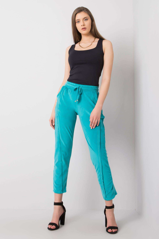 Tyrkysové velurové kalhoty Juanita...