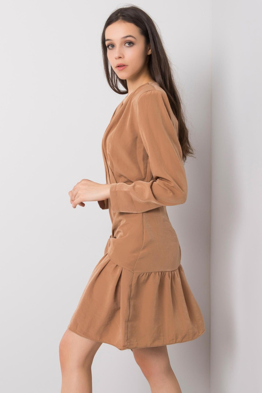 Světle hnědé volánové šaty Emmeline...