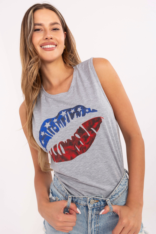 Šedý top s potiskem Candela RUE PARIS