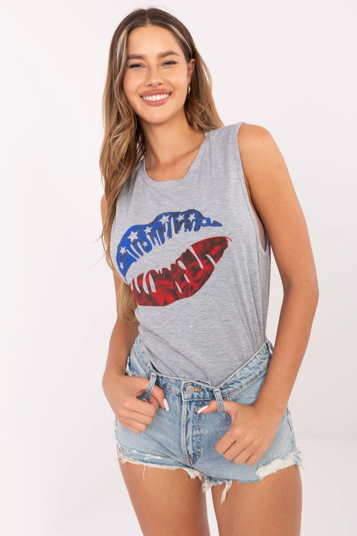 Šedý top s potiskem Candela RUE PARIS