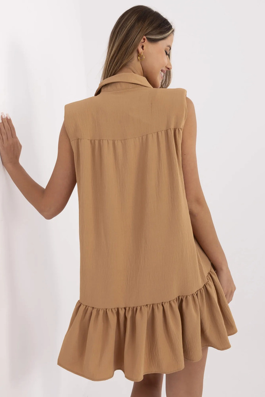 Tmavě béžové šaty s volánem Odelia...