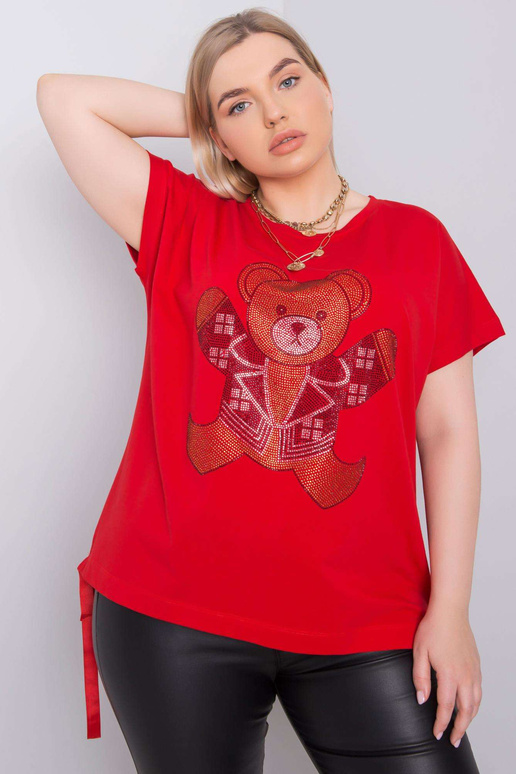 Červená nadměrná halenka s nášivkou...